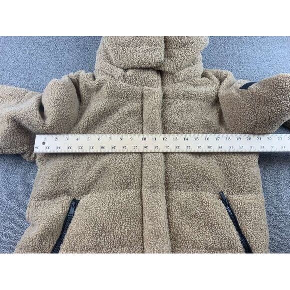 Sanctuary Sherpa Hooded Puffer Jacket Size M Teddy Bear Coat Faux Fur Tan - Picture 9 of 12